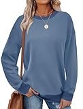 Saloogoe Shirts for Women Long Sleeve Lightweight Sweatshirts Athletic Winter Tops Blue L