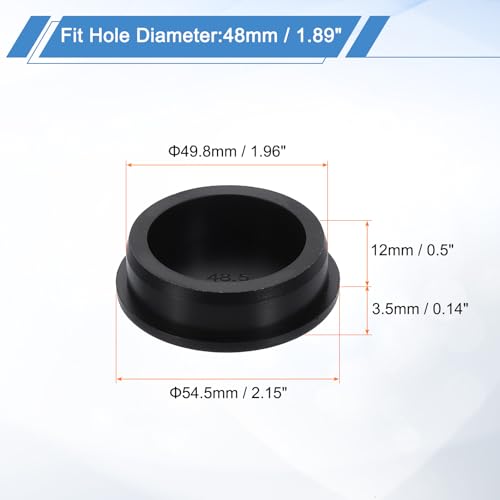 Image of uxcell Silicone Hole Plug, Waterproof Round Rubber Stoppers Bottle Seal Plugs Tube Pipe End Caps for 48mm /1.89 inch Hole for Bathtub Bottle, Black