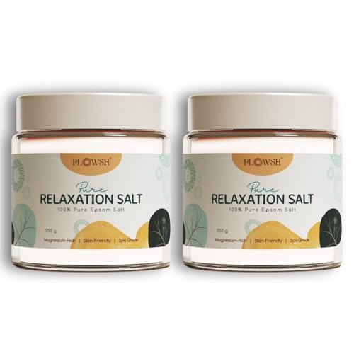 Image of 350gm Pure Epsom Bath Salt - Pack of 2 | 100% Premium Crystals For Relaxation, Muscle Comfort & Foot Care | Unscented Quick Dissolving Spa Soak Salt For Pedicure, Tired Legs & Body Wash