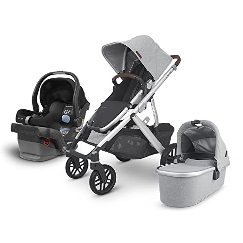 Vista V2 Stroller -Stella (Grey Brushed mélange/Silver/Chestnut Leather) + MESA Infant Car Seat – Jake (Black)