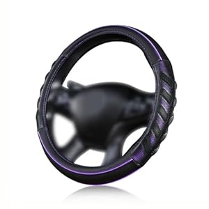 Flying Banner car Steering Wheel Cover Faux Leather Massage Universal fit 3D Honeycomb Hole Anti-Slip Sporty 15 Inches (Purple Black)