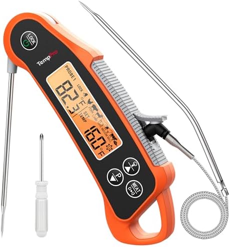 TempPro TP710 Instant Read Thermometer for Cooking, 2-in-1 Meat Thermometer Digital with 2 Probes & 2 Temperature Display, Kitchen Thermometer for Oven, Grilling, Smoker, BBQ (Previously ThermoPro)