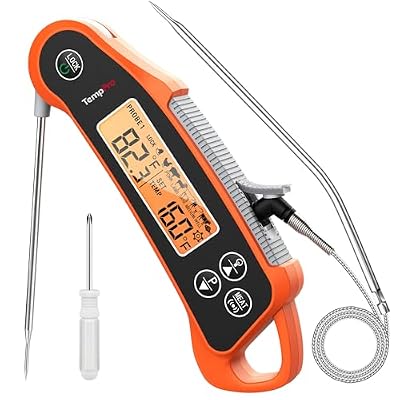 TempPro TP710 Instant Read Thermometer for Cooking, 2-in-1 Meat Thermometer Digital with 2 Probes & 2 Temperature Display, Kitchen Thermometer for Oven, Grilling, Smoker, BBQ (Previously ThermoPro)