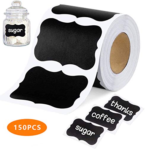 Chalkboard Labels Roll - Free Erasable Chalk Pen - Dishwasher Safe Chalk Board Mason Jar Labels - Removable Waterproof Blackboard Sticker Label for Jars Glass Bottle Kids