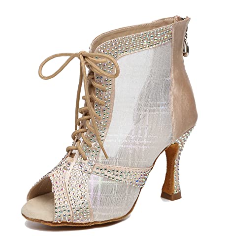 Chaussures latines femme bout ouvert et bottines de danse à lacets