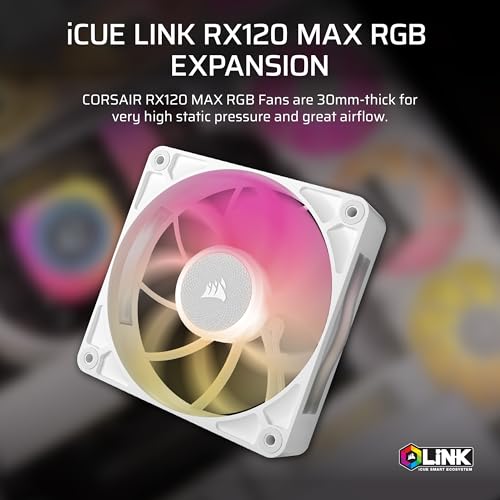 Image of CORSAIR iCUE Link RX120 MAX RGB 120mm PWM Thick Fan - High-Static Pressure - Magnetic Dome Bearing - Single Fan - White