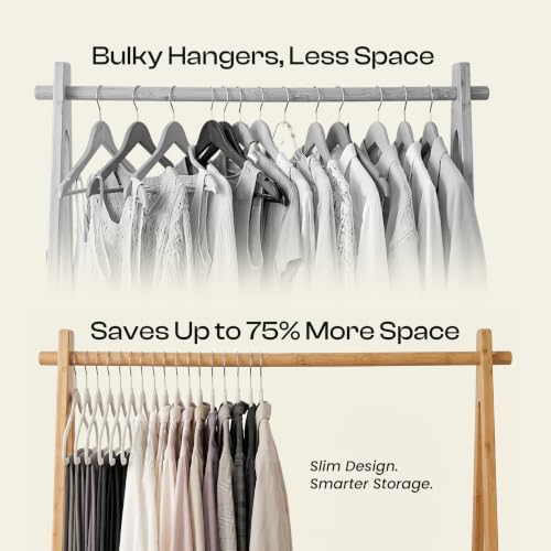 Image of Utopia Home Velvet Hangers, White, 50 Pack | Luxury Non-Slip Slim Pant & Coat Hangers, Strong Space-Saving Clothes Hangers with Pants Bar and 360 Swivel Hook
