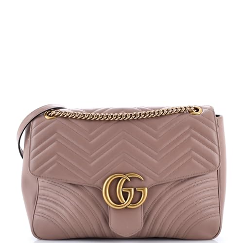 Pre-Loved GG Marmont Flap Bag Matelasse Leather Large, Neutral