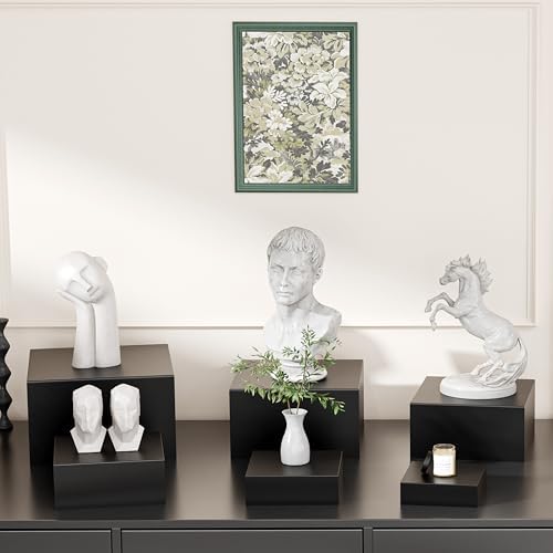 ihomecooker Metal Buffet Risers,6PCS Food Risers for Buffet Table 5in to 10in Display Stand for Catering Dessert Matte black Cube Boxes Nesting Risers with Hollow Bottoms