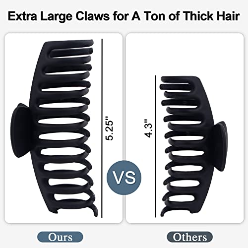 Extra Large Claw Clips For Thick Hair, 5.25 Lnch Strong Hold Hair Clips For Women, Extremely Big Hair Claw Clips For Women And Girls, Matte Claw Clips, Neutral Hair Clamps, 4 Pack #TOP1