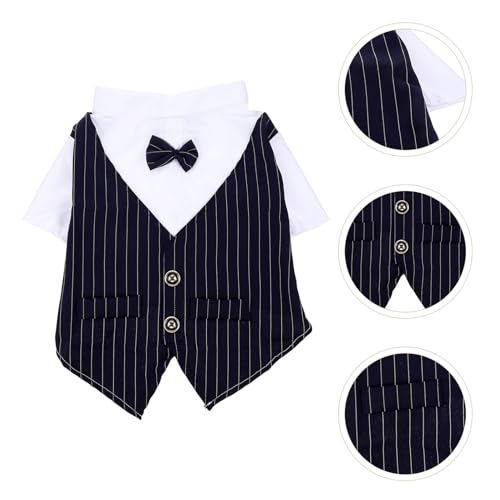 Traje de boda para perro POPETPOP talla L color navy miniatura 5