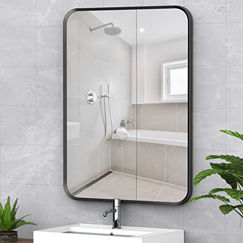 Muzuli 20X30 Inch Black Framed Rectangle Mirror Bathroom Mirror For Wall Decor Hangs Horizontally Or Vertically For Bathroom Bedroom Livingroom Entryway #TOP1