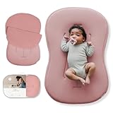 Snuggle Me® Baby Lounger Curve (0-6 Months) - Premium Organic Cotton with Foam Core, Machine-Washable Cover, Buttery-Soft & Breathable Infant Lounger with Travel Bag (30 in x 20 in x 1.9 in) - Gumdrop