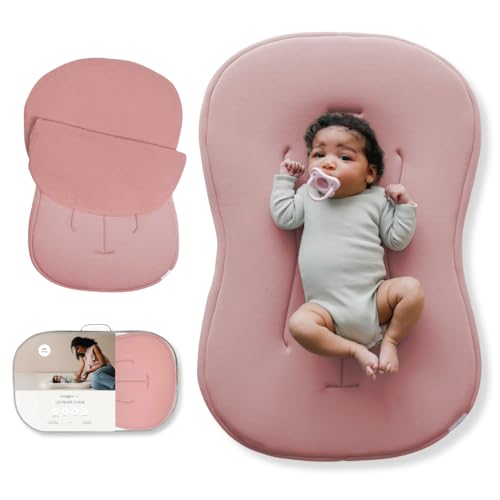 Image of Snuggle Me® Baby Lounger Curve (0-6 Months) - Premium Organic Cotton with Foam Core, Machine-Washable Cover, Buttery-Soft & Breathable CSPC Compliant Infant Lounger Baby Nest with Travel Bag - Gumdrop