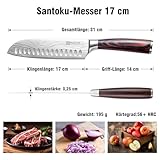 PAUDIN Santokumesser, Klingenlänge17 cm Kochmesser aus deutschem Messerstahl, Sushi Messer...