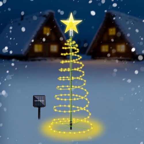 PLLYPE Decorazione natalizia per esterni, a energia solare, per esterni, per giardini, terrazze (bianco caldo)