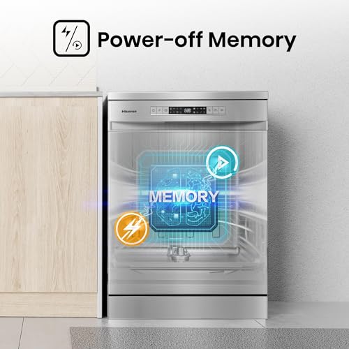 Hisense HS622E90X 13 Place Settings 8 Programs Freestanding Dishwasher, Water & Energy Efficient, Silver, 1 Year Warranty