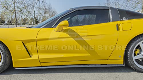 Replacement For 2005-2013 Chevrolet Corvette C6 Base Models | Zr1 Style Abs Plastic Primer Black Front Bumper Lip Splitter With Side Skirt Mud Flap Pair & Rear Wing Spoiler #TOP4