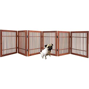 Pet Dog Gate Strong and Durable Freestanding Folding Acacia Hardwood Portable Wooden Fence Indoors or Outdoors by Urnporium (Brown Pet Gate, 6 Panel 24" Tall) Pet Dog Gate Strong and Durable Freestanding Folding Acacia Hardwood Portable Wooden Fence Indoors or Outdoors by Urnporium (Brown Pet Gate, 6 Panel 24″ Tall)