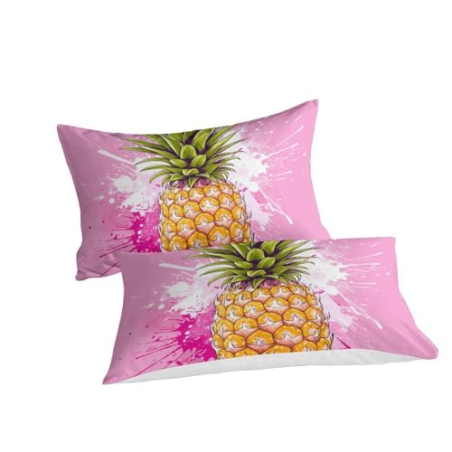 Housse de couette ananas 200x200 parure de lit 3 pièces microfibre ado