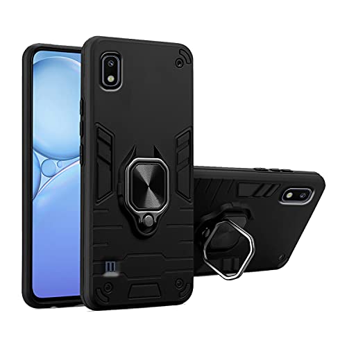 Image of Pikkme D5 Tough Armor Bumper Back Cover Case for Samsung Galaxy A10 |Ring Holder & Kickstand in-Built (Black)