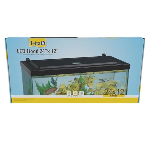 Tetra LED Hood 24 Inches By 12 Inches, Low-Profile Aquarium Hood With Hidden Lighting