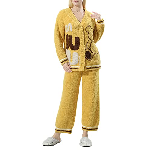 Rqcaxn Half Velvet Pajamas Women's Autumn and Winter Coral Fleece Pajamas Pajamas Suit Christmas Couple Home Clothes