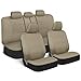 BDK PolyCloth Car Seat Covers (Solid Beige) - 11 Piece Front & Rear Seat Covers - Split Bench