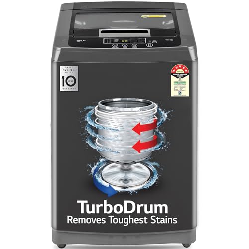 Image of LG 8 Kg 5 Star Smart Inverter Fully-Automatic Top Load Washing Machine (T80SKMB1Z, Middle Black, TurboDrum | Punch + 3)