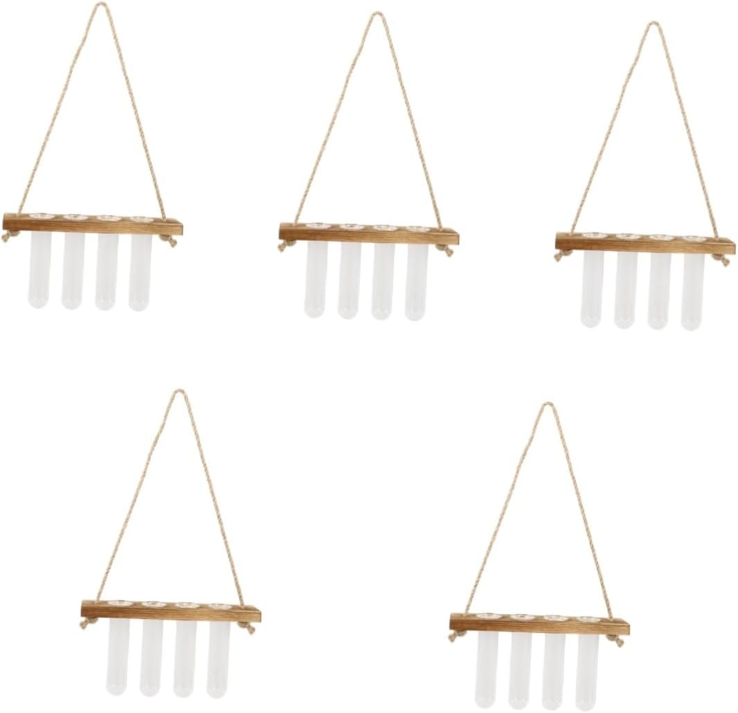 BESPORTBLE 5sets Wall Hydroponic Glass Vase Planter Tubes with Stand Versatile Terrarium for Indoor Garden Decoration for Desktop and Shelf Display Stylish Vintage Design
