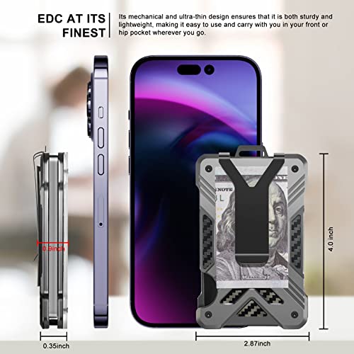 Minimalist Metal Wallet for Men with Clear Window ID Badge Holder, RFID Blocking Aluminum Card Wallets with Money Clip4