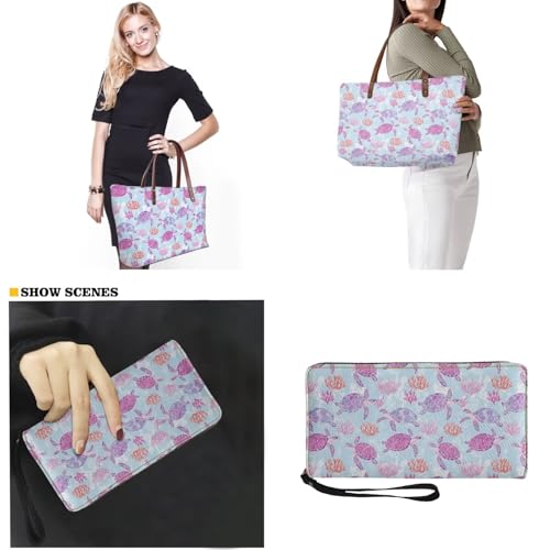 Lotusorchid 2 Pcs Top Handle Bags for Women, Large Tote Shoulder Bag Satchel Handbag with Matching Wallet Gift for Mom Wife2