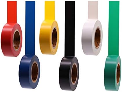 Electrical Tape Colors 6 Pack 0.7-Inch by 30 Feet, Voltage Level 600V Dustproof, Adhesive for General Home Vehicle Auto Car Power Circuit Wiring Multicolor