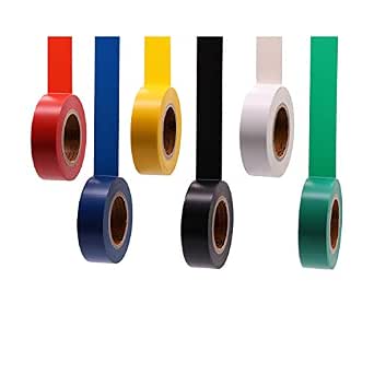 Electrical Tape Colors 6 Pack, 0.7 Inch by 30 Feet, 600V Dustproof Adhesive for Home and Auto Wiring