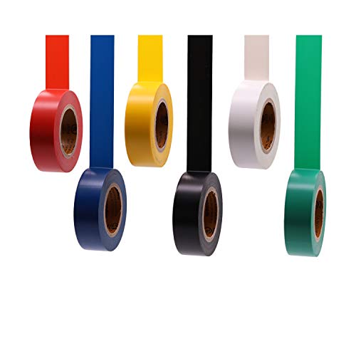 SoundOriginal Electrical Tape Colors 6 Pack 0.7-Inch by 30 Feet, Voltage Level 600V Dustproof, Adhesive for General Home Vehicle Auto Car Power Circuit Wiring Multicolor by SoundOriginal - Used condition - US$5.82