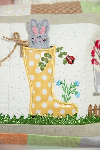 Image of Kimberbell Hoppin' Down The Bunny Trail Bench Pillow Bundle: Embroidery Design CD with Embellishment Kit Included