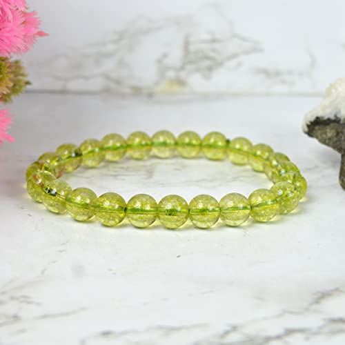 Image of Reiki Crystal Products Natural Crystal Stone 8 mm Round Bead Bracelet for Men & Women | Stretchable Gemstone Bracelet for Meditation, Yoga, Reiki & Daily Wear