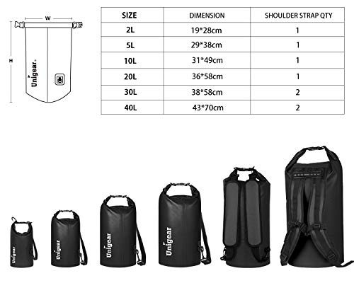 Image of Unigear Floating Waterproof Dry Bag for Kayaking, 2L /5L /10L /20L /30L /40L | Lightweight Gear Storage, Waterproof Phone Case Included, For Boating, Fishing, Swimming, Camping, Beach And Paddle Boarding