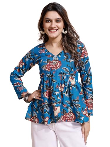 Image of Youthnic Women's Poly Rayon Printed Alia Cut Peplum Top | Top for Office | Women's Tunics | Short Kurti Women| Regular Fit