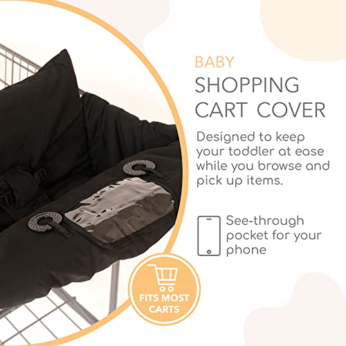 Binxy Baby 2-In-1 Cushy High Chair Cover And Shopping Cart Cover For Baby, Comfortable Cover For Grocery Cart, Universal Fit Cart Cover For Babies, Includes Storage Pouch - Black #TOP3