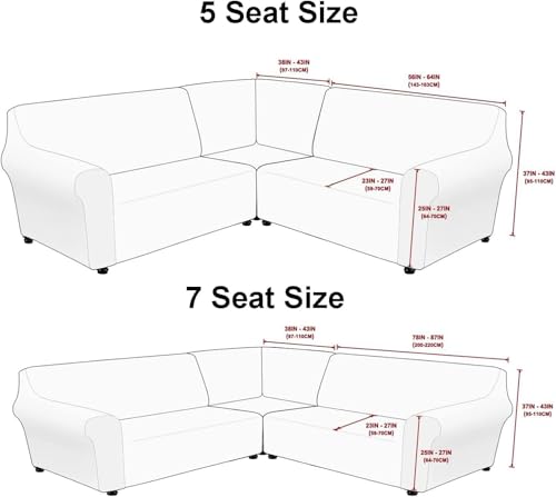Corner Sofa Cover, Soft Thick Stretch L-shape Sectional Couch Protector Cover, Machine Washable, for Home Cafe Club Restaurant,grey,5 Seater - Image 3