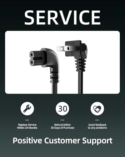 Image of Superer 2 Pack 12 ft 90 Degree L-Shaped TV Power Cord, Angled Replacement Power Cable Compatible with Samsung, LG, TCL, Sony, Apple, Insignia, Sharp, Panasonic, Toshiba, Hisense, Roku TVs, ETL Listed