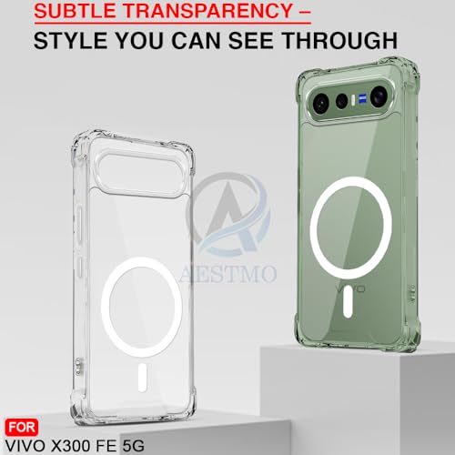 Image of AESTMO Clear Back Cover for Vivo X300 FE 5G | 360 Protection | Transparent Back Cover for Vivo X300 FE 5G (PC + TPU, Compatible with MagSafe Accessories, Transparent Bumper)