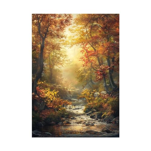 Toile intissee paysage forestier dore et noir 80x120cm pour decoration interieure chic