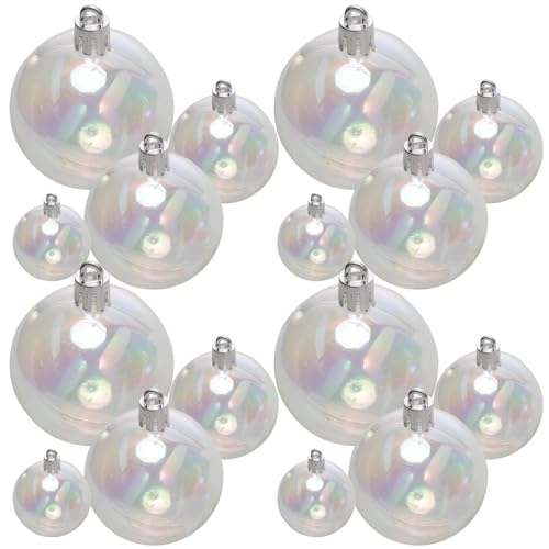 Blurap Iridescent Ornaments Balls 18 PCS Multisize Clear Ornament Balls for Halloween DIY Cauldron Bubble Ball Iridescent Plastic Ornaments Decor Hanging Clear Christmas Ornamentfor Christmas Tree