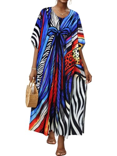 Image of Kaftan Dresses for Women V Neck Caftan Batwing Sleeve Swimsuit Cover Up