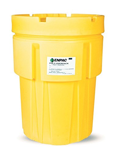 Enpac 65-Gallon Poly Overpack Salvage Drum, Yellow, UN & DOT Rated, UV-Resistant, Lightweight, Nestable Stacking
