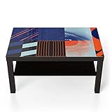 DEQORI Glastisch | schwarz groß 90x50 cm | Motiv Fantasievoller Mustermix | ausgefallener Beistelltisch aus Glas | Hochglanz Couchtisch fürs Wohnzimmer | moderner Couch Tisch mit Design