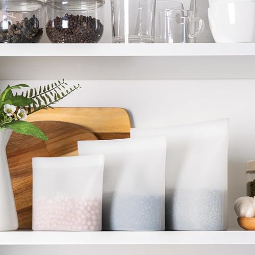 Image of 3 Pcs Fridge Storage Reusable Ziplock Food Storage Airtight Freezer Safe for Vegetables Fruits Snacks.silicone Bags for Fridge Storage(500 /1000 /1500ml)