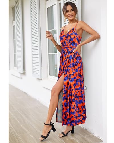 Image of Newshows Women's 2026 Lightweight Summer Wedding Guest Beach Vacation Casual V Neck Split Flowy Maxi Dress